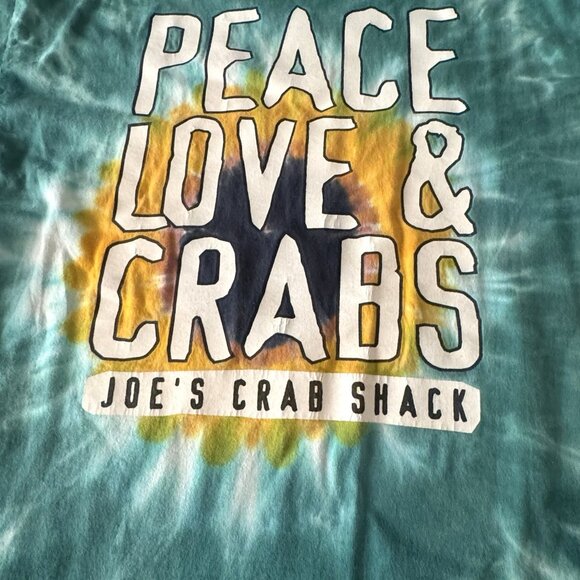 Vtg 90s Joe's Crab Shack T-Shirt XL Single Stitch Tie Dye Peace Love Sunflower - Picture 5 of 8